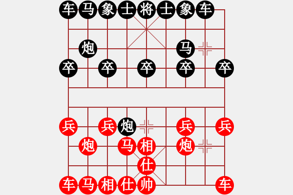 象棋棋譜圖片：右相對左中炮__20__(紅)拐角馬__(黑) - 步數(shù)：10 