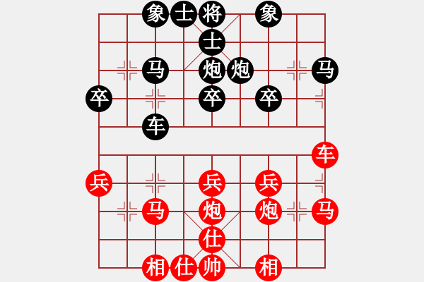 象棋棋譜圖片：幸福三十三(8段)-和-名劍之笨笨(8段) - 步數(shù)：30 