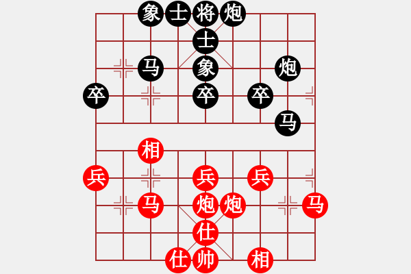 象棋棋譜圖片：幸福三十三(8段)-和-名劍之笨笨(8段) - 步數(shù)：40 