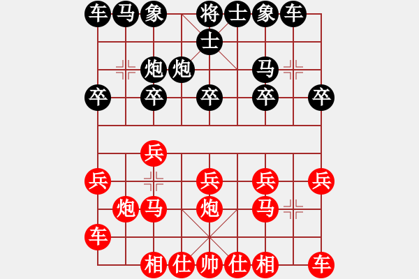 象棋棋譜圖片：10880局 E04-仙人指路對士角炮或過宮炮-旋九專雙核-新手 紅先負(fù) 小蟲引擎24層 - 步數(shù)：10 