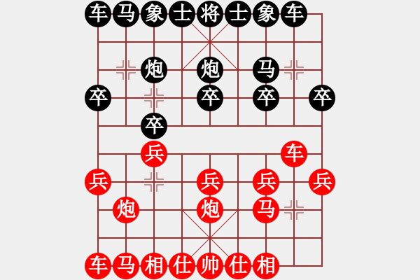 象棋棋譜圖片：盜貌黯然(6級)-負-知兵好戰(zhàn)(8級)仙人指路轉左中炮對卒底炮轉順炮 - 步數(shù)：10 