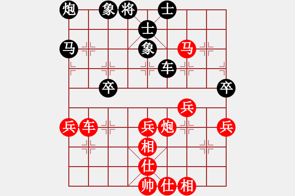 象棋棋譜圖片：贏一盤(pán)實(shí)在難[紅先勝] -VS- mzjlhhl[黑]順炮直車(chē)對(duì)橫車(chē)紅進(jìn)三兵 - 步數(shù)：70 