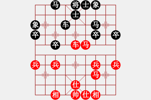 象棋棋谱图片：先手 顺炮横车对直车安徽省棋院 赵寅 和 天津钢管队 王晴 - 步数：40 