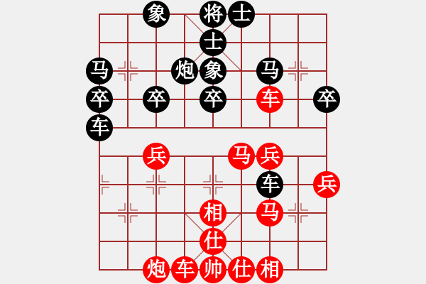 象棋棋譜圖片：全攻全守(月將)-和-百戰(zhàn)雄獅(7段) 順炮直車對(duì)橫車 紅先上仕 - 步數(shù)：40 