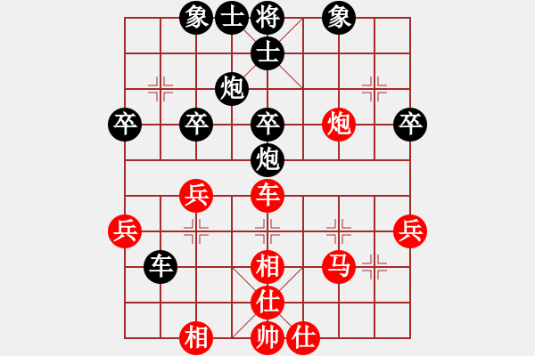 象棋棋譜圖片：長安棋社愛(5r)-和-緣份戰(zhàn)神一(9段)對兵轉(zhuǎn)兵底炮對右中炮 - 步數(shù)：40 