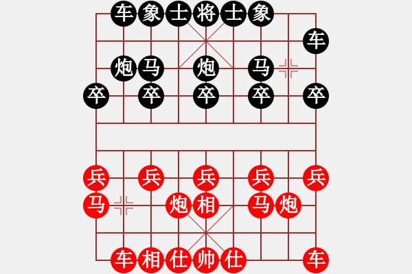 象棋棋譜圖片：微笑人生[紅] -VS- 橫才俊儒[黑]（頂） - 步數(shù)：10 