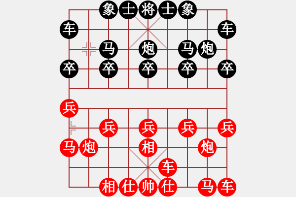 象棋棋譜圖片：讓先中炮夾馬速勝飛象橫車19回合 - 步數(shù)：10 