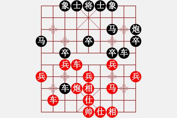 象棋棋譜圖片：6588局 A06-兵底炮局-小蟲引擎23層 紅先和 天天AI選手 - 步數(shù)：30 