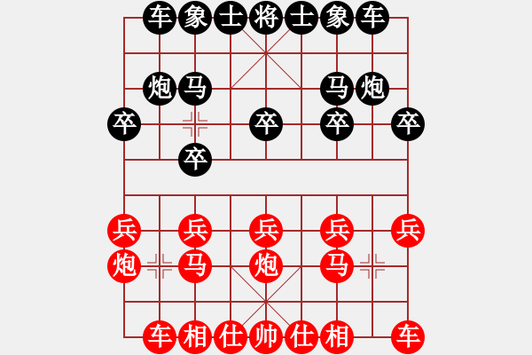 象棋棋譜圖片：挺卒應(yīng)起馬紅后補(bǔ)中炮紅左三步虎進(jìn)中兵（和棋） - 步數(shù)：10 