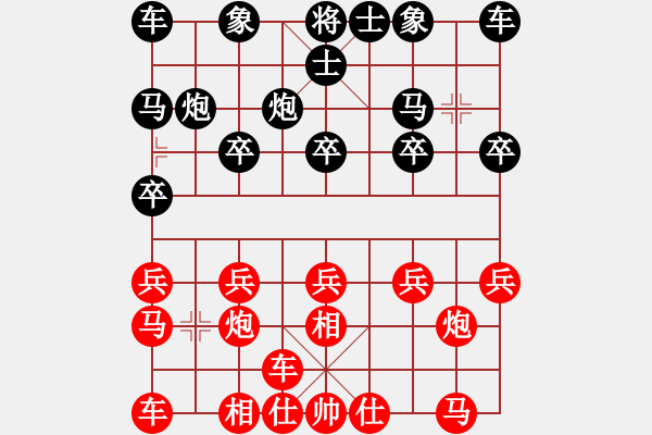 象棋棋譜圖片：實(shí)戰(zhàn)對(duì)局-先負(fù)-飛相橫車對(duì)左過宮炮 - 步數(shù)：10 