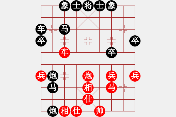 象棋棋譜圖片：20170704 后勝天天業(yè)6-2 五七炮七兵不過(guò)河車對(duì)屏風(fēng)馬7卒 黑炮8進(jìn)4 紅兵七進(jìn)一 馬3退5 - 步數(shù)：40 