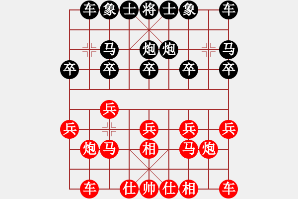 象棋棋譜圖片：1網(wǎng)民紅負(fù)葬心【飛相轉(zhuǎn)屏風(fēng)馬對(duì)左中炮】 - 步數(shù)：10 