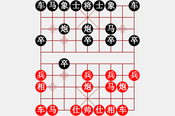 象棋棋譜圖片：仙人指路轉(zhuǎn)斗列炮紅動右邊（和棋） - 步數(shù)：10 