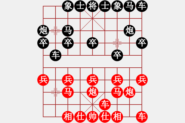 象棋棋譜圖片：后手屏風(fēng)馬背補(bǔ)士對(duì)中炮橫車五七盤頭馬獻(xiàn)中兵 - 步數(shù)：10 