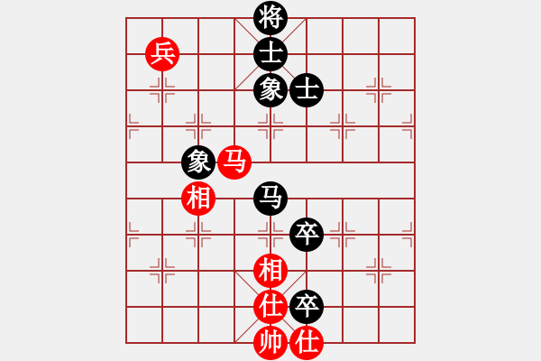 象棋棋譜圖片：仙人指路對(duì)7路卒底炮紅屏風(fēng)馬（和棋） - 步數(shù)：100 