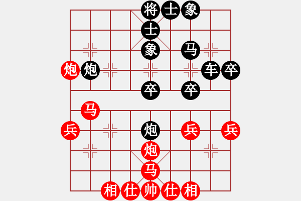 象棋棋谱图片：QuaHaXeM8.7 .DoiBPM LuongDauXa.Hau P2.1 .Tien X9-6 - 步数：40 