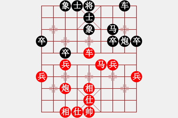 象棋棋譜圖片：贏一盤實在難[紅先和] -VS- 龍爺[黑] 飛相對右中炮 - 步數(shù)：40 