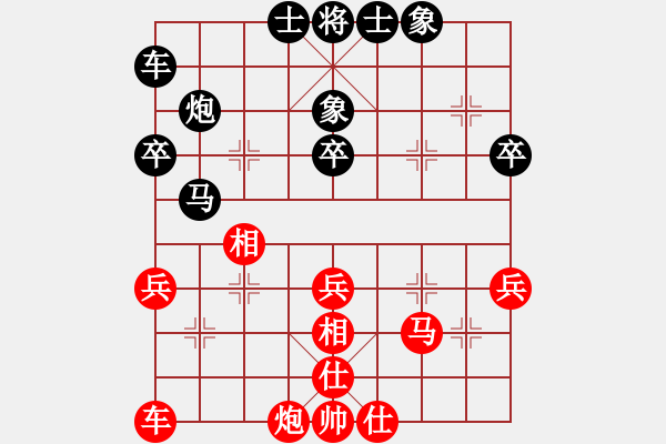 象棋棋譜圖片：過(guò)宮炮直車對(duì)左中炮進(jìn)7卒 華峰論棋(月將)-和-哪些明星(8段) - 步數(shù)：40 