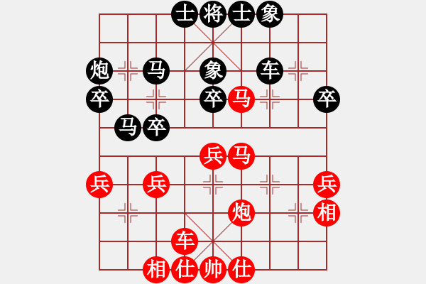 象棋棋譜圖片：八路(7段)-勝-差軟加差機(jī)(4段)中炮過(guò)河車互進(jìn)七兵對(duì)屏風(fēng)馬飛象 - 步數(shù)：40 