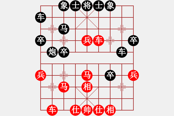 象棋棋譜圖片：20161124 先負(fù)天天業(yè)6-3 中炮過河車進(jìn)中兵對(duì)屏風(fēng)馬左馬盤河橫車 車二平四 馬6進(jìn)7 兵五進(jìn) - 步數(shù)：30 