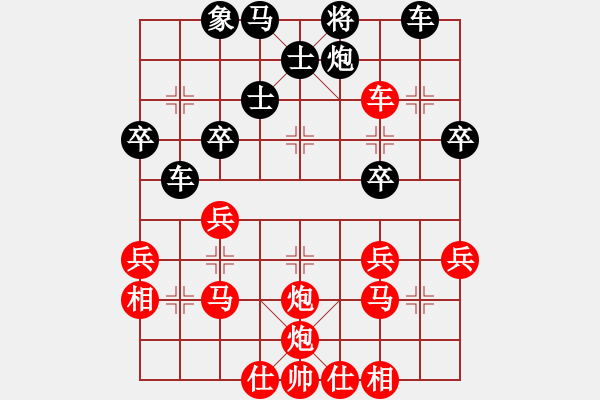 象棋棋譜圖片：中炮七路馬對屏風(fēng)馬雙炮過河 黑象7進(jìn)5紅棄車 (黑炮8退5）莫旗曲棋長(5段)-勝-北極浪子(7段 - 步數(shù)：40 