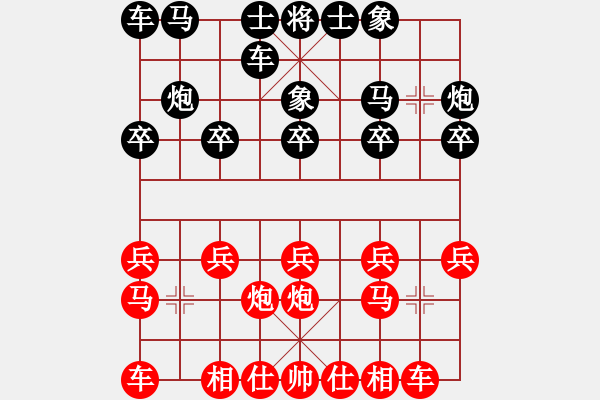 象棋棋譜圖片：《學習大師后手》邊炮橫車破五六炮邊馬（互相吃炮） - 步數：10 