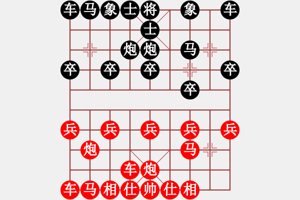 象棋棋譜圖片：順炮橫車(chē)：重炮攻城未建功 逃相丟馬再輸棋 - 步數(shù)：10 