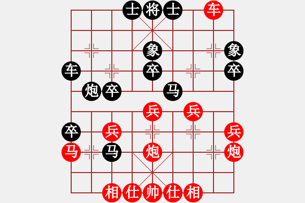 象棋棋譜圖片：五七炮進(jìn)三兵對屏風(fēng)馬進(jìn)3卒  （黑飛右象）   測試龍虎霸(無極)-勝-怒為紅顏(無極) - 步數(shù)：40 