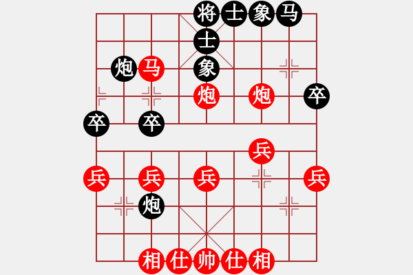 象棋棋譜圖片：紅藍(lán)之戀(8段)-勝-勢(shì)均力敵(7段) - 步數(shù)：30 