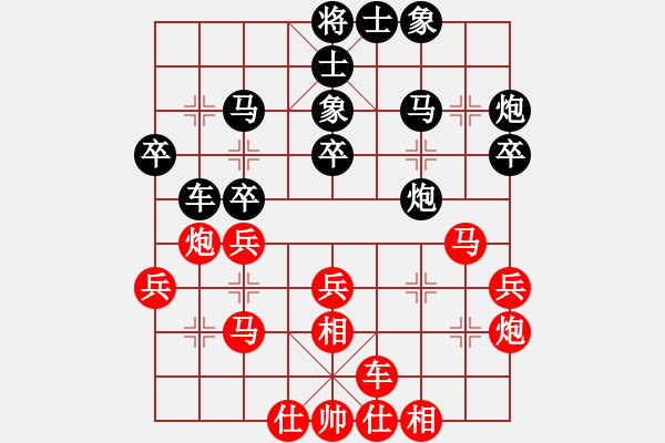 象棋棋譜圖片：中炮七路馬直車進(jìn)七兵 對(duì)屏風(fēng)馬飛右象 青春美少女(電神)-勝-斧頭幫幫主(風(fēng)魔) - 步數(shù)：30 