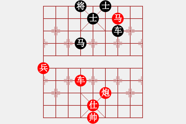 象棋棋譜圖片：五六炮進(jìn)七兵對(duì)屏風(fēng)馬（紅勝） - 步數(shù)：200 