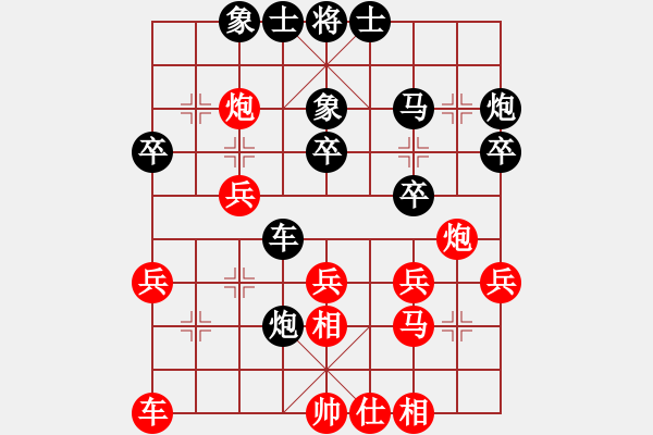 象棋棋譜圖片：【冠軍班布局學(xué)習(xí)】 紅過(guò)河車攻左象橫車 - 步數(shù)：30 