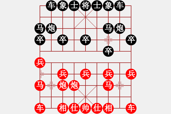 象棋棋譜圖片：華仔AABB[紅先負(fù)] -VS- 池中清水[黑] 過(guò)宮炮對(duì)進(jìn)左馬 - 步數(shù)：10 