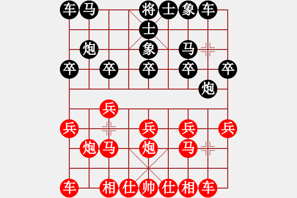 象棋棋譜圖片：中炮對巡河炮（紅勝） - 步數(shù)：10 