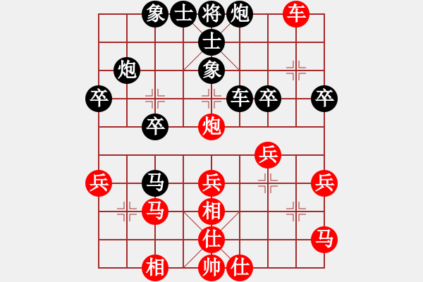 象棋棋譜圖片：呂梁象棋協(xié)會(huì) 朱俊明 和 太原象棋協(xié)會(huì) 趙利琴 - 步數(shù)：40 