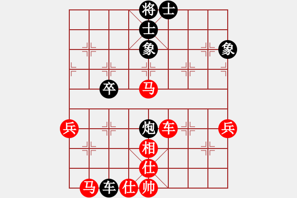 象棋棋譜圖片：中炮巡河車對(duì)屏風(fēng)馬（旋風(fēng)V7.0先勝巫師業(yè)余級(jí)） - 步數(shù)：70 