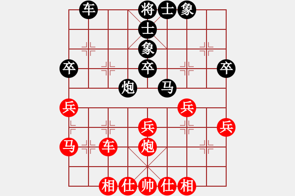 象棋棋譜圖片：五七炮直車不進(jìn)兵邊馬對屏風(fēng)馬挺7卒第六回合始 - 步數(shù)：40 