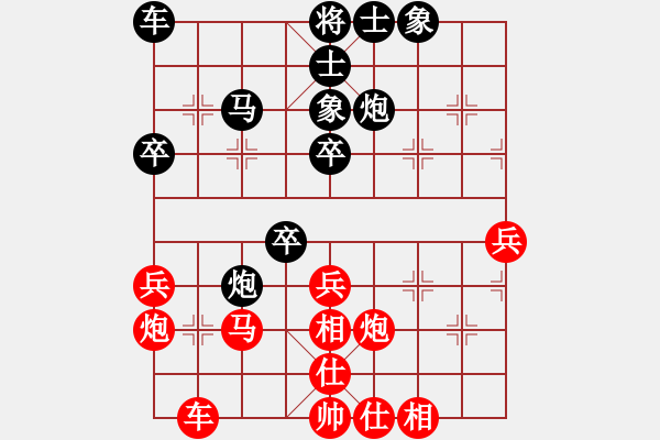 象棋棋譜圖片：無情門_杏兒潔羊羊[紅] -VS- ︶ㄣ呆瓜[黑] - 步數(shù)：40 