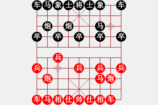 象棋棋谱图片：E04 仙人指路对士角炮或过宫炮 - 步数：5 
