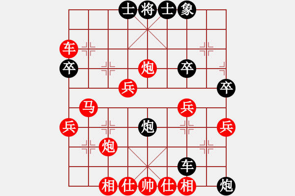 象棋棋譜圖片：列炮8 未開車進七兵攻巡河車進馬打車 變13 - 步數(shù)：35 