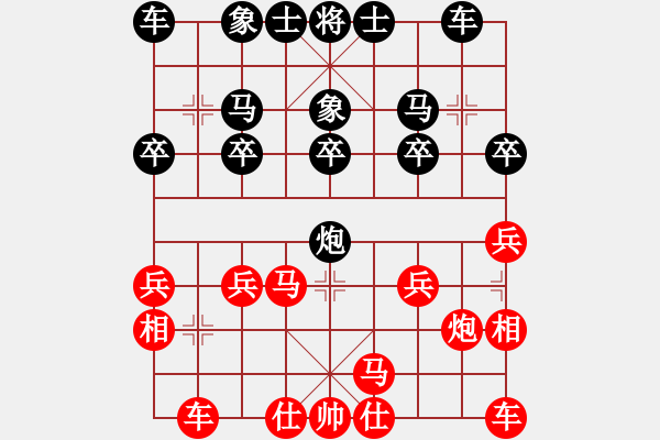 象棋棋譜圖片：小試雙飛燕：手心里的溫柔(紅）VS青山貓（黑） - 步數(shù)：20 