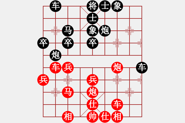 象棋棋譜圖片：五七炮進(jìn)三兵對(duì)屏風(fēng)馬進(jìn)3卒  紅進(jìn)河口車(chē)對(duì)黑飛左象  （黑卒3進(jìn)1）  基督徒(6段)-和-天兵紅辣 - 步數(shù)：30 