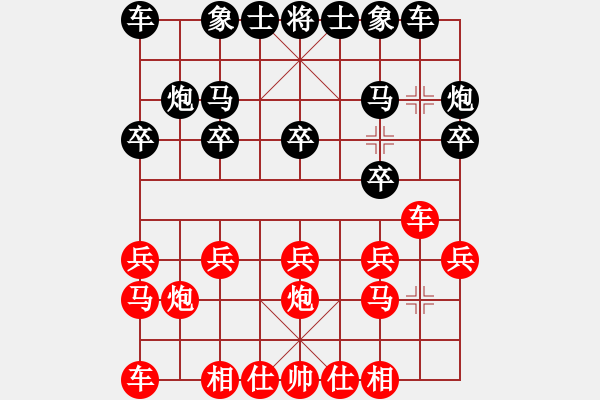 象棋棋譜圖片：軍營(yíng)毛驢車(chē)測(cè)評(píng)：譚政先負(fù)軍營(yíng)毛驢車(chē) 中炮巡河車(chē)對(duì)屏風(fēng)馬 - 步數(shù)：10 