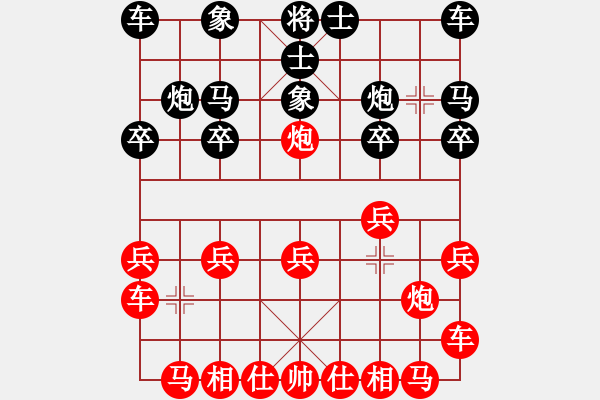 象棋棋譜圖片：259局 E20- 仙人指路轉(zhuǎn)左中炮對(duì)卒底炮飛左象-小蟲引擎23層 (先和) BugChess P - 步數(shù)：10 