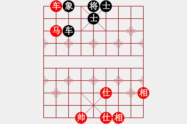 象棋棋譜圖片：車(chē)單缺象VS車(chē)馬有士（或有象），車(chē)馬聯(lián)合搶象，仍有機(jī)會(huì)和棋 - 步數(shù)：0 