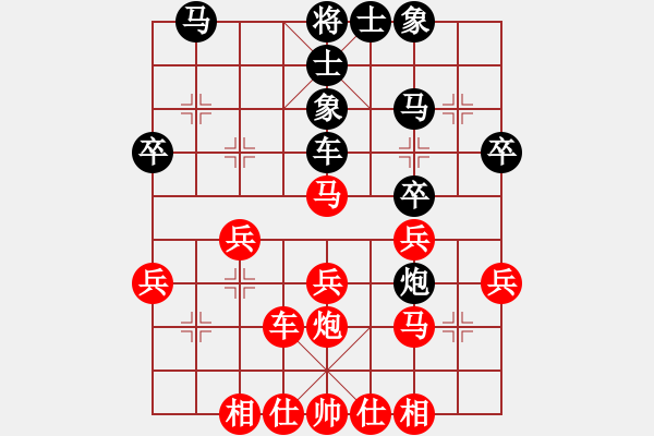 象棋棋譜圖片：五六炮進(jìn)七兵對(duì)屏風(fēng)馬（QQ業(yè)五升業(yè)六評(píng)測(cè)對(duì)局）紅勝 - 步數(shù)：40 