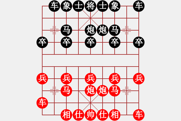象棋棋谱图片：红方 刘鸿羽 和 黑方 何浩轩 - 步数：10 