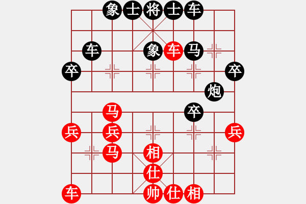 象棋棋譜圖片：花榮射箭(9段)-和-德國(guó)黨衛(wèi)軍(9段)C71 五七炮對(duì)屏風(fēng)馬進(jìn)３卒右馬外盤(pán)河 - 步數(shù)：40 