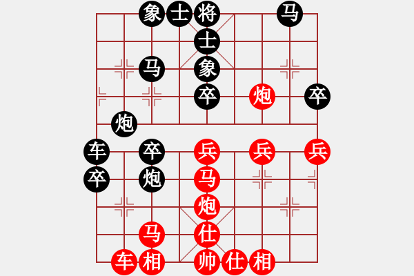 象棋棋譜圖片：屏風(fēng)馬應(yīng)五八炮進三兵邊馬（旋風(fēng)勝巫師業(yè)余級） - 步數(shù)：30 