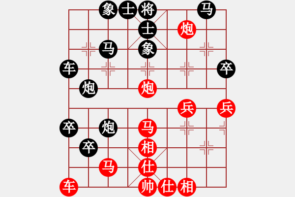 象棋棋譜圖片：屏風(fēng)馬應(yīng)五八炮進三兵邊馬（旋風(fēng)勝巫師業(yè)余級） - 步數(shù)：40 